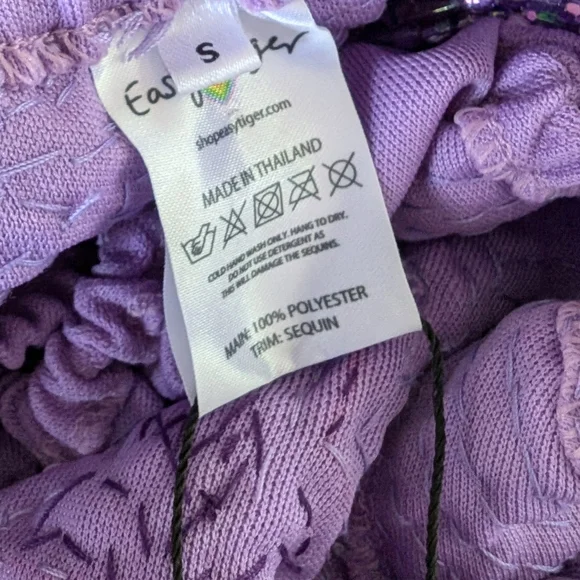 Easy Tiger Stargazer Bodysuit S NEW Lilac Purple Sequin Beaded Festival Concert